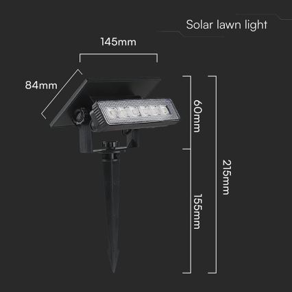 Ηλιακό φωτιστικό LED LED/0,9W/3,7V 3000K IP65 μαύρο