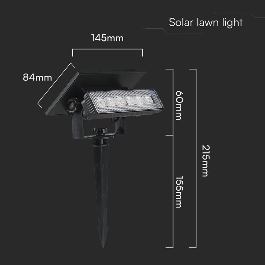 Ηλιακό φωτιστικό LED LED/0,9W/3,7V 3000K IP65 μαύρο