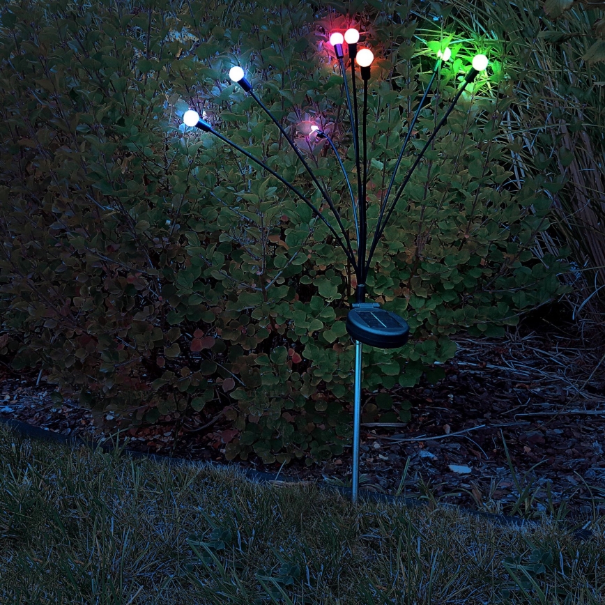 Ηλιακό φωτιστικό LED RGB FIORINI 8xLED/1,2V 600 mAh IP44 μαύρο