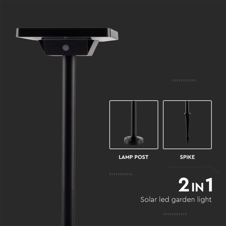 Ηλιακό φωτιστικό LED εξωτερικού χώρου 2σε1 LED/2W/3,7V IP65 3000/4000/6500K 2600 mAh