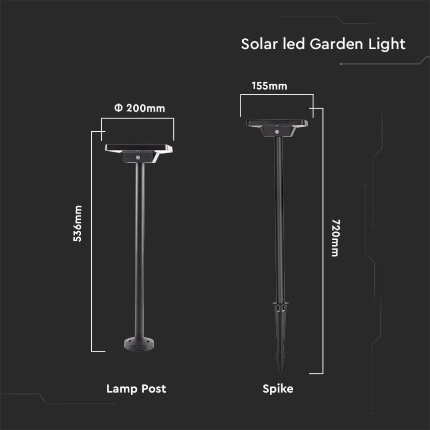 Ηλιακό φωτιστικό LED εξωτερικού χώρου 2σε1 LED/2W/3,7V IP65 3000/4000/6500K 2600 mAh