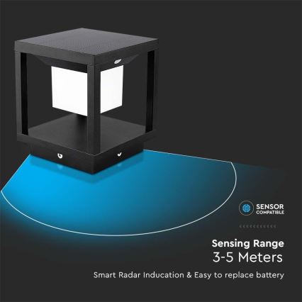 Ηλιακό φωτιστικό LED με αισθητήρα LED/2W/5,5V 3000K IP65 2600 mAh μαύρο
