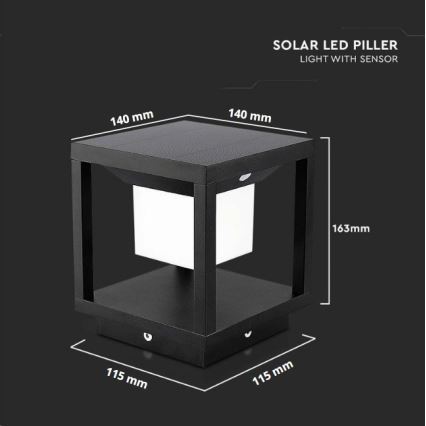 Ηλιακό φωτιστικό LED με αισθητήρα LED/2W/5,5V 3000K IP65 2600 mAh μαύρο