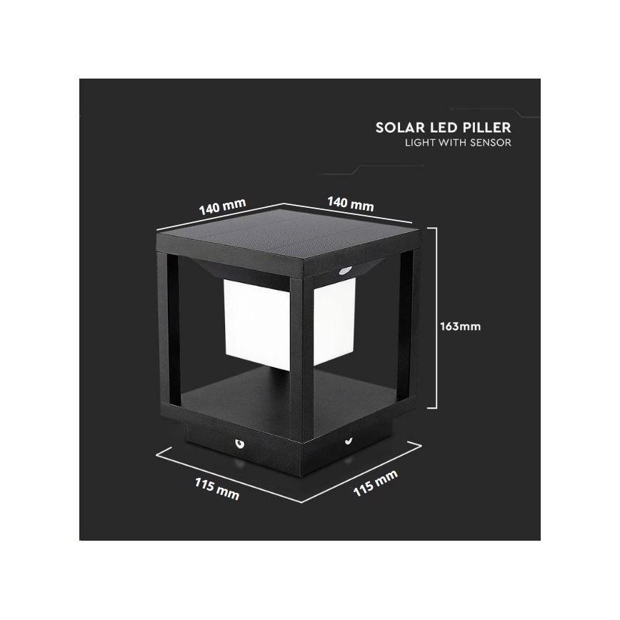 Ηλιακό φωτιστικό LED με αισθητήρα LED/2W/5,5V 3000K IP65 2600 mAh μαύρο