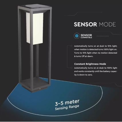 Ηλιακό φωτιστικό LED με αισθητήρα SAMSUNG CHIP LED/2W/3,7V IP65 2600 mAh