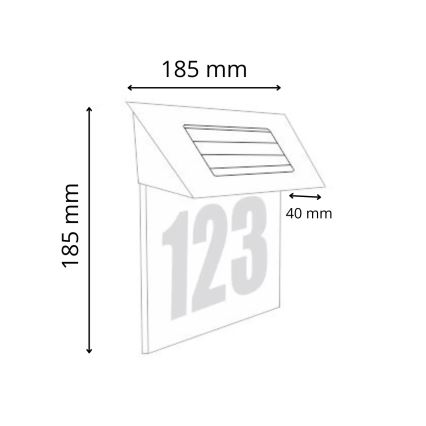 Ηλιακό φωτιστικό αριθμού οικίας LED LED/1,2V 200 mAh IP44