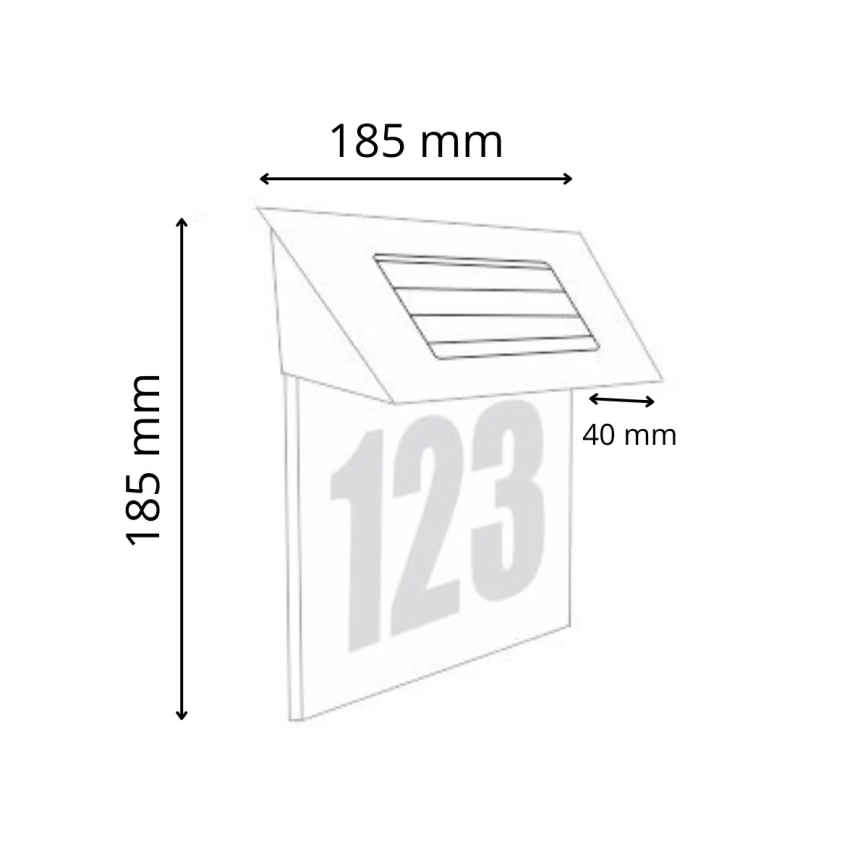 Ηλιακό φωτιστικό αριθμού οικίας LED LED/1,2V 200 mAh IP44