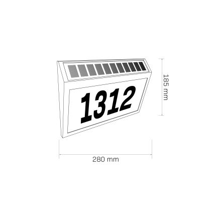 Ηλιακό φωτιστικό αριθμού οικίας LED NUMERO LED/3,7V 6000K 1200 mAh IP44 μαύρο