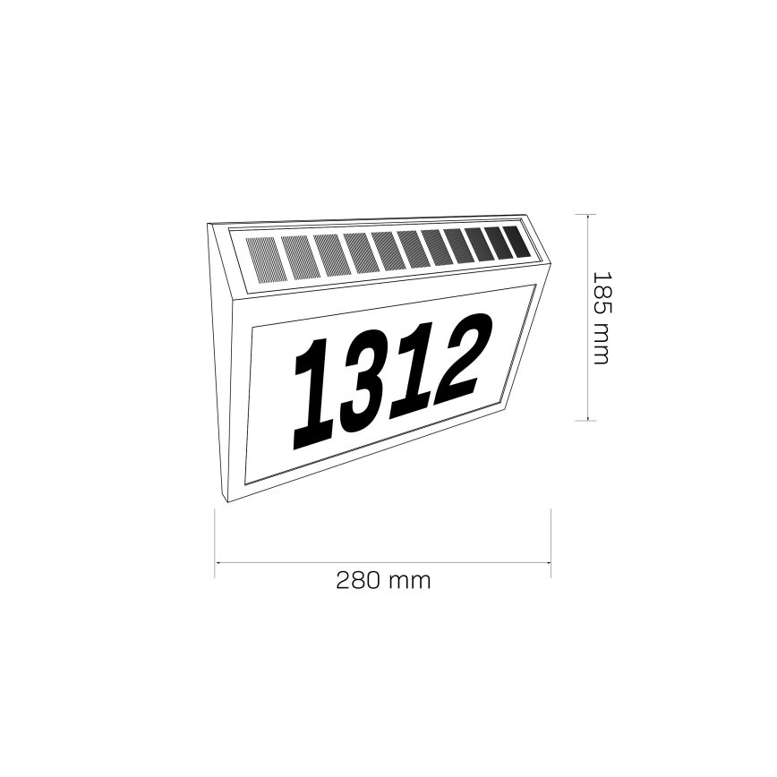 Ηλιακό φωτιστικό αριθμού οικίας LED NUMERO LED/3,7V 6000K 1200 mAh IP44 μαύρο
