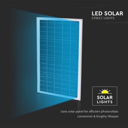 LED Dimming ηλιακό street φωτιστικό SAMSUNG CHIP LED/50W/6,4V 4000K IP65 30000 mAh + τηλεχειριστήριο