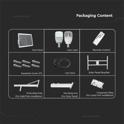 LED Dimming ηλιακό street φωτιστικό SAMSUNG CHIP LED/50W/6,4V 4000K IP65 30000 mAh + τηλεχειριστήριο