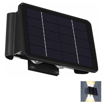 Ηλιακό φωτιστικό τοίχου LED 4xLED/1,5W/3,7V IP54 μαύρο