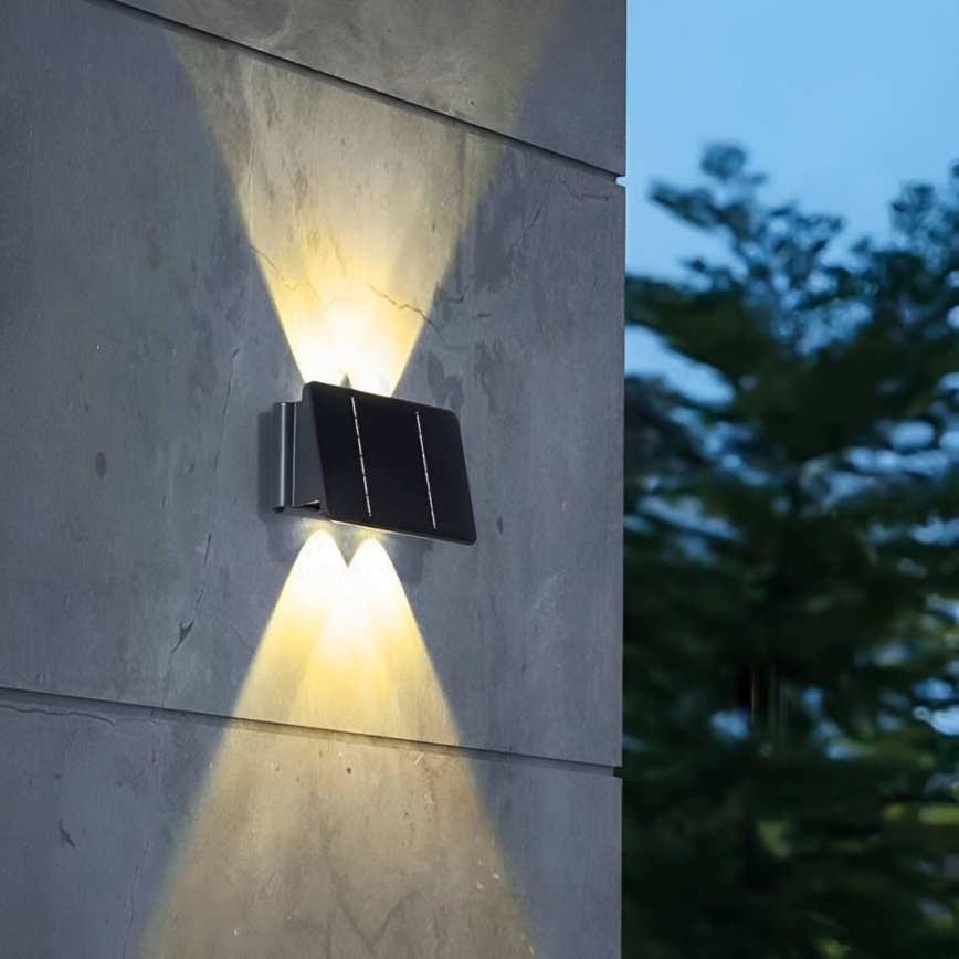 Ηλιακό φωτιστικό τοίχου LED 4xLED/1,5W/3,7V IP54 μαύρο
