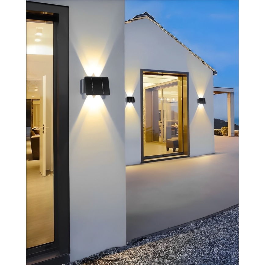 Ηλιακό φωτιστικό τοίχου LED 4xLED/1,5W/3,7V IP54 μαύρο