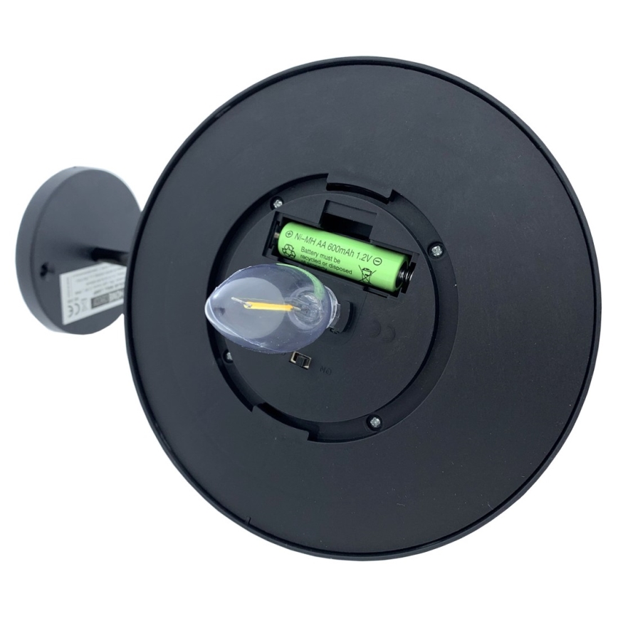 Ηλιακό φωτιστικό τοίχου LED LED/0,5W/1,2V 600 mAh IP44 μαύρο