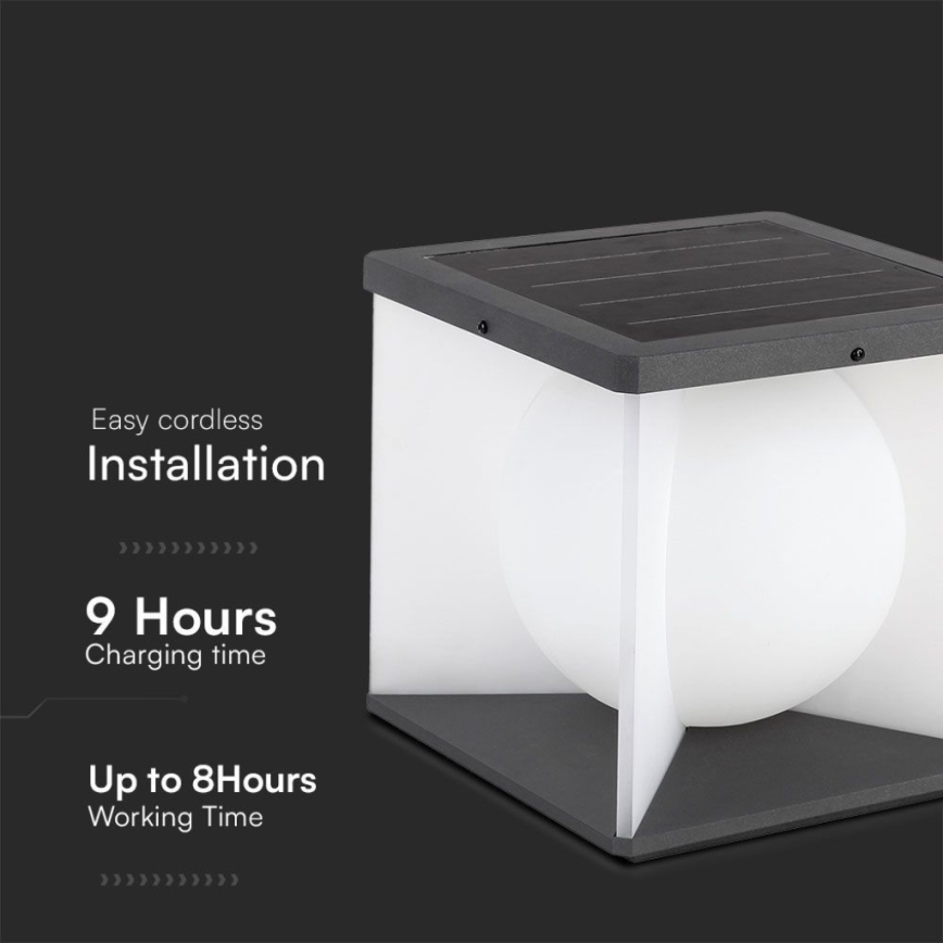 LED Dimming solar φωτιστικό τοίχου LED/8W/3,7V IP65 3000K + τηλεχειριστήριο
