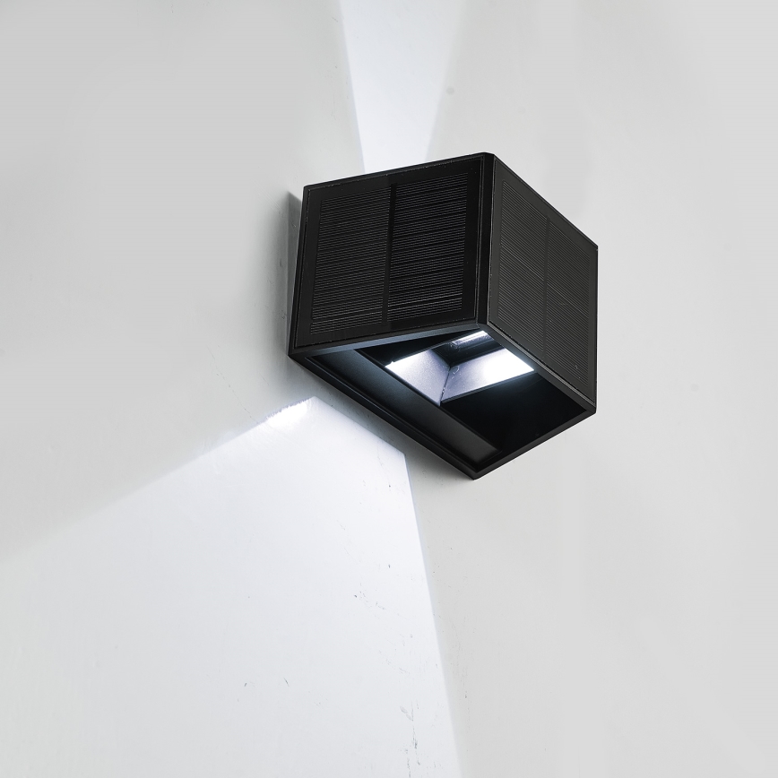 Ηλιακό φωτιστικό τοίχου LED WINGS LED/2W/1300 mAh 3,7V 6000K IP54 μαύρο