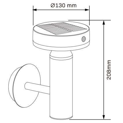 Ηλιακό φωτιστικό τοίχου LED με αισθητήρα GWINEA LED/4,5W/3,7V 2000 mAh IP44 μαύρο