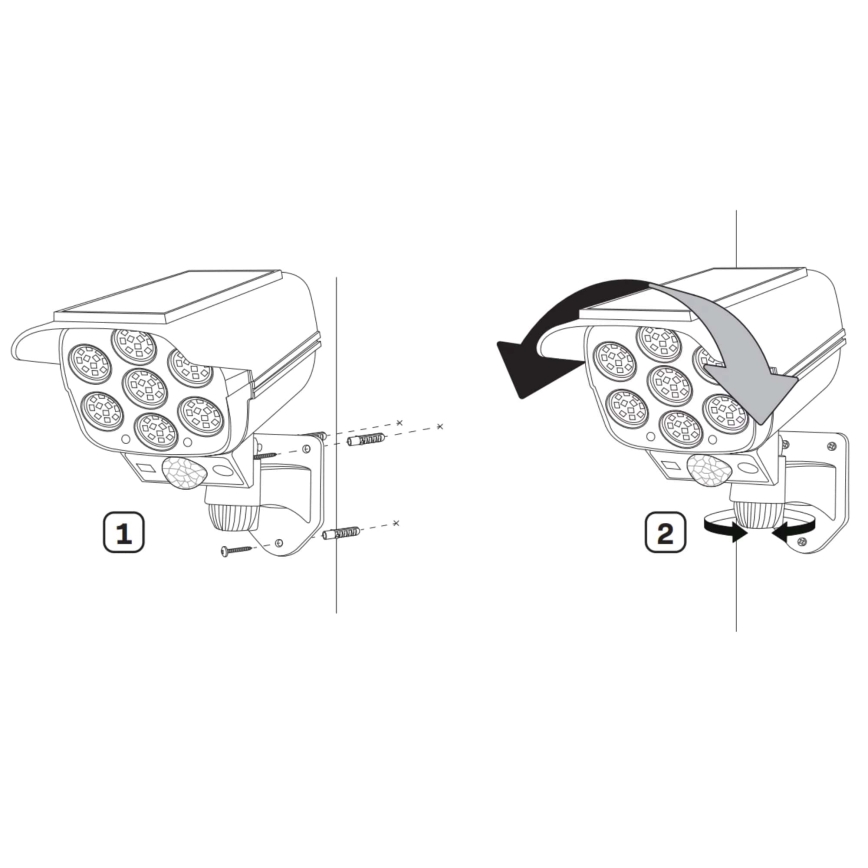 LED Ηλιακό dummy security camera με αισθητήρα KAMERA LED/1W/3,7V 1200 mAh IP44 + τηλεχειριστήριο