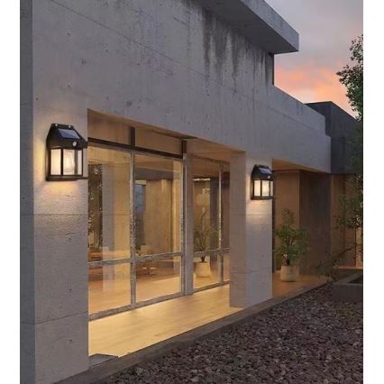 Ηλιακό φωτιστικό τοίχου LED με αισθητήρα LANTER LED/1W/3,7V 1200 mAh IP44 μαύρο