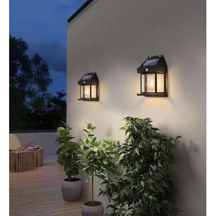 Ηλιακό φωτιστικό τοίχου LED με αισθητήρα LANTER LED/1W/3,7V 1200 mAh IP44 μαύρο