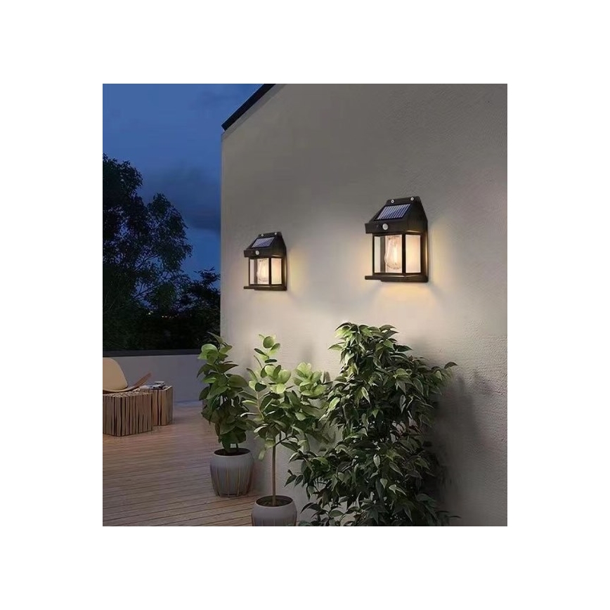 Ηλιακό φωτιστικό τοίχου LED με αισθητήρα LANTER LED/1W/3,7V 1200 mAh IP44 μαύρο