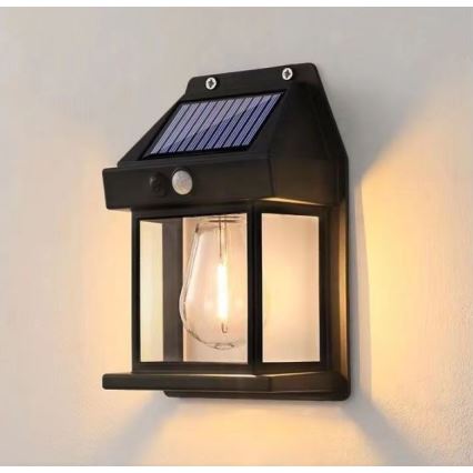 Ηλιακό φωτιστικό τοίχου LED με αισθητήρα LANTER LED/1W/3,7V 1200 mAh IP44 μαύρο