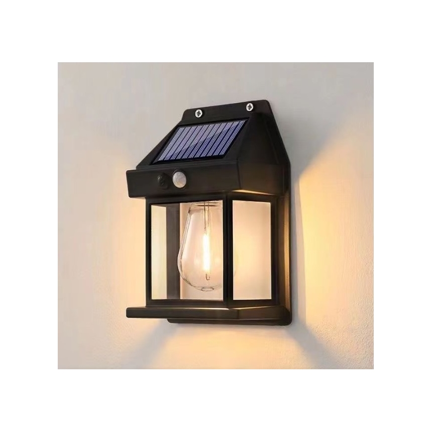 Ηλιακό φωτιστικό τοίχου LED με αισθητήρα LANTER LED/1W/3,7V 1200 mAh IP44 μαύρο