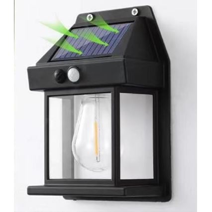 Ηλιακό φωτιστικό τοίχου LED με αισθητήρα LANTER LED/1W/3,7V 1200 mAh IP44 μαύρο