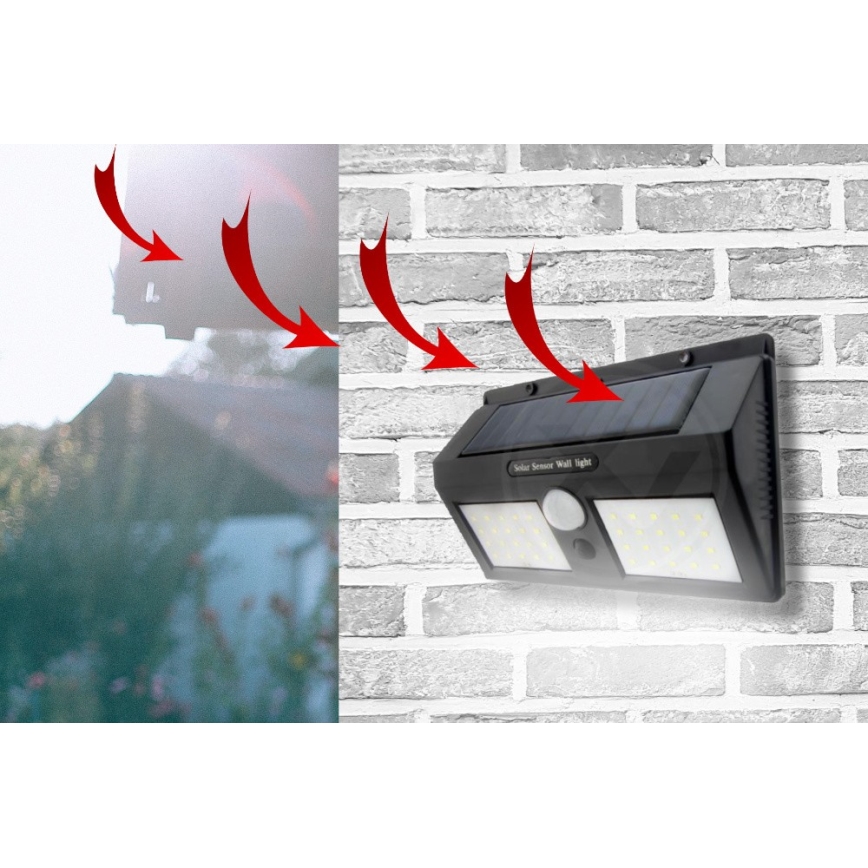 Ηλιακό φωτιστικό τοίχου LED με αισθητήρα LED/1,2W/3,7V 2400 mAh IP54