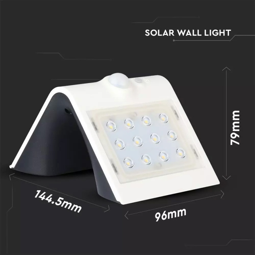 Ηλιακό φωτιστικό τοίχου LED με αισθητήρα LED/1.5W/3,7V IP65 1200 mAh
