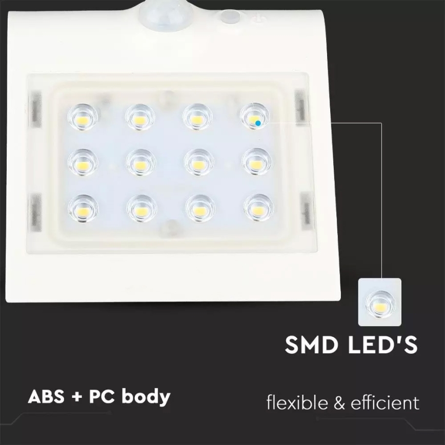 Ηλιακό φωτιστικό τοίχου LED με αισθητήρα LED/1.5W/3,7V IP65 1200 mAh