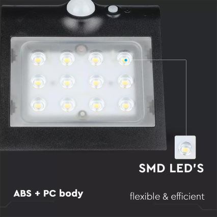 Ηλιακό φωτιστικό τοίχου LED με αισθητήρα LED/1.5W/3,7V IP65 1200 mAh