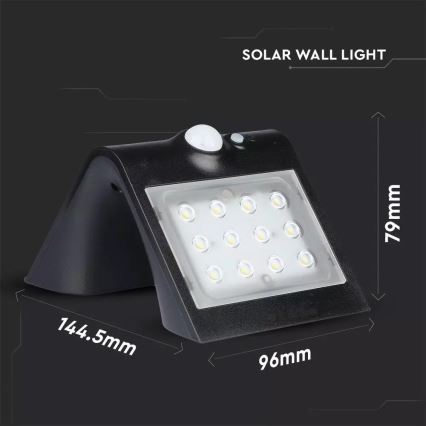 Ηλιακό φωτιστικό τοίχου LED με αισθητήρα LED/1.5W/3,7V IP65 1200 mAh