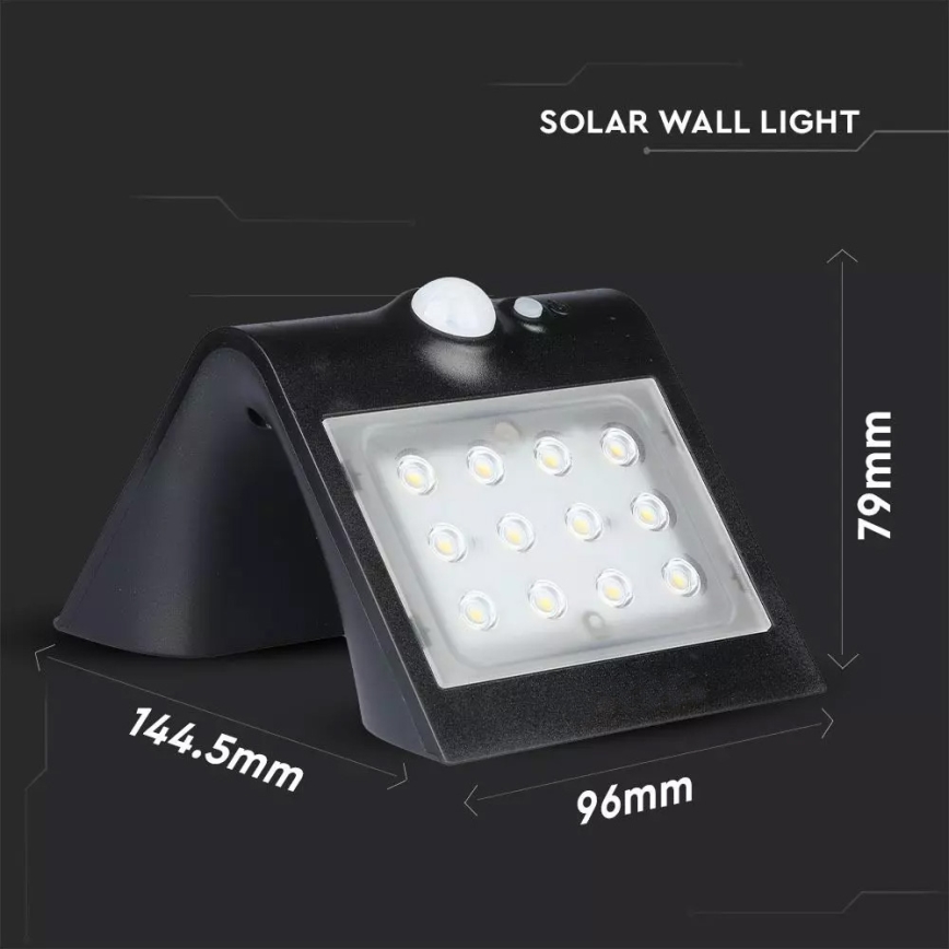 Ηλιακό φωτιστικό τοίχου LED με αισθητήρα LED/1.5W/3,7V IP65 1200 mAh