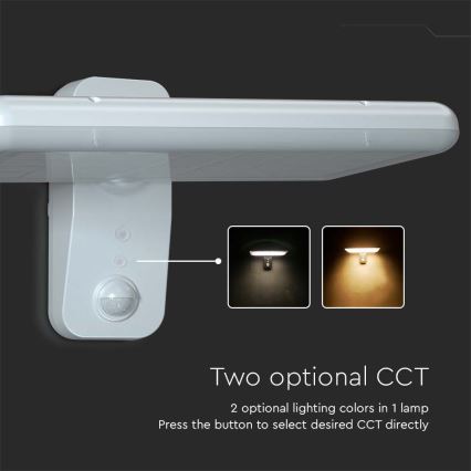 Ηλιακό φωτιστικό τοίχου LED με αισθητήρα LED/15W/3,2V 4000K/6000K IP65 6000 mAh λευκό