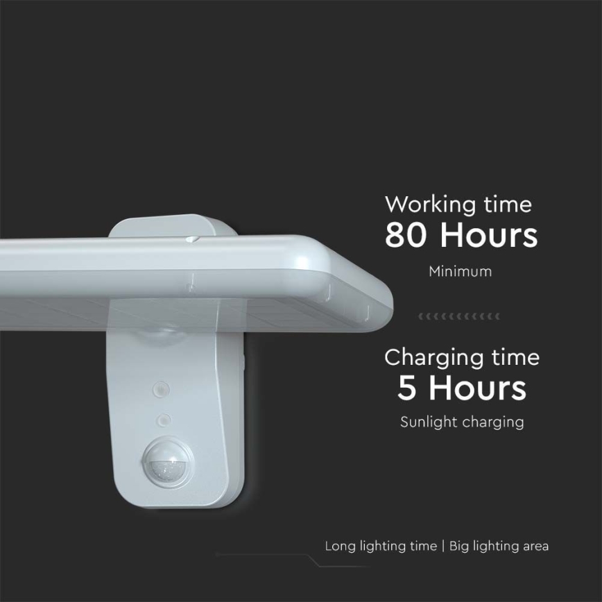 Ηλιακό φωτιστικό τοίχου LED με αισθητήρα LED/15W/3,2V 4000K/6000K IP65 6000 mAh λευκό