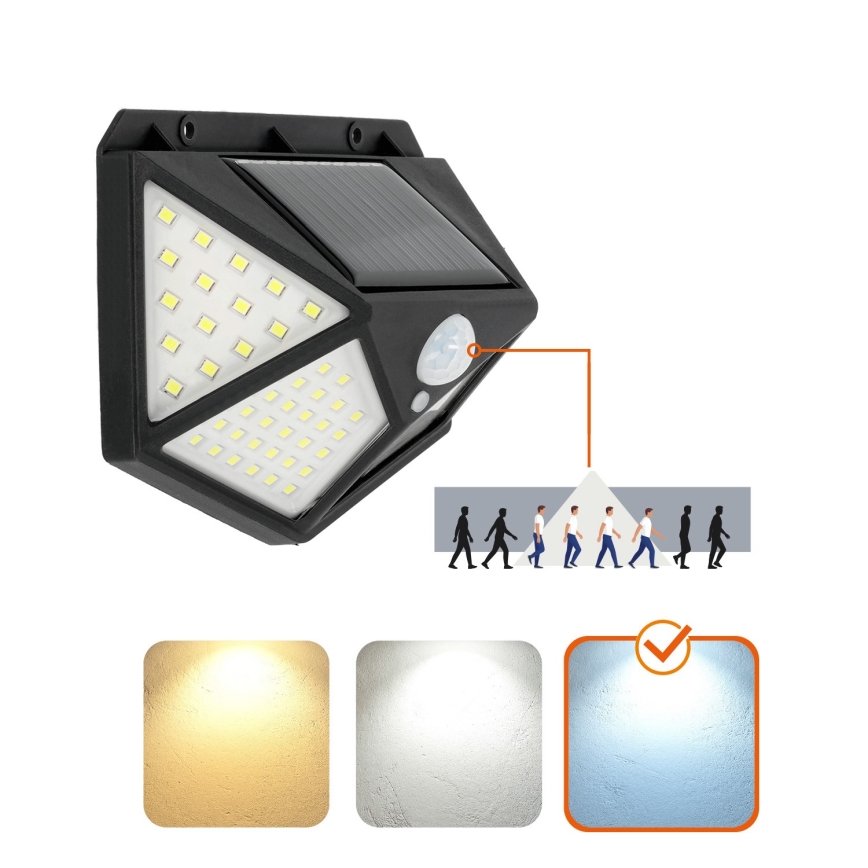Ηλιακό φωτιστικό τοίχου LED με αισθητήρα LED/1W/3,7V 6500K IP44