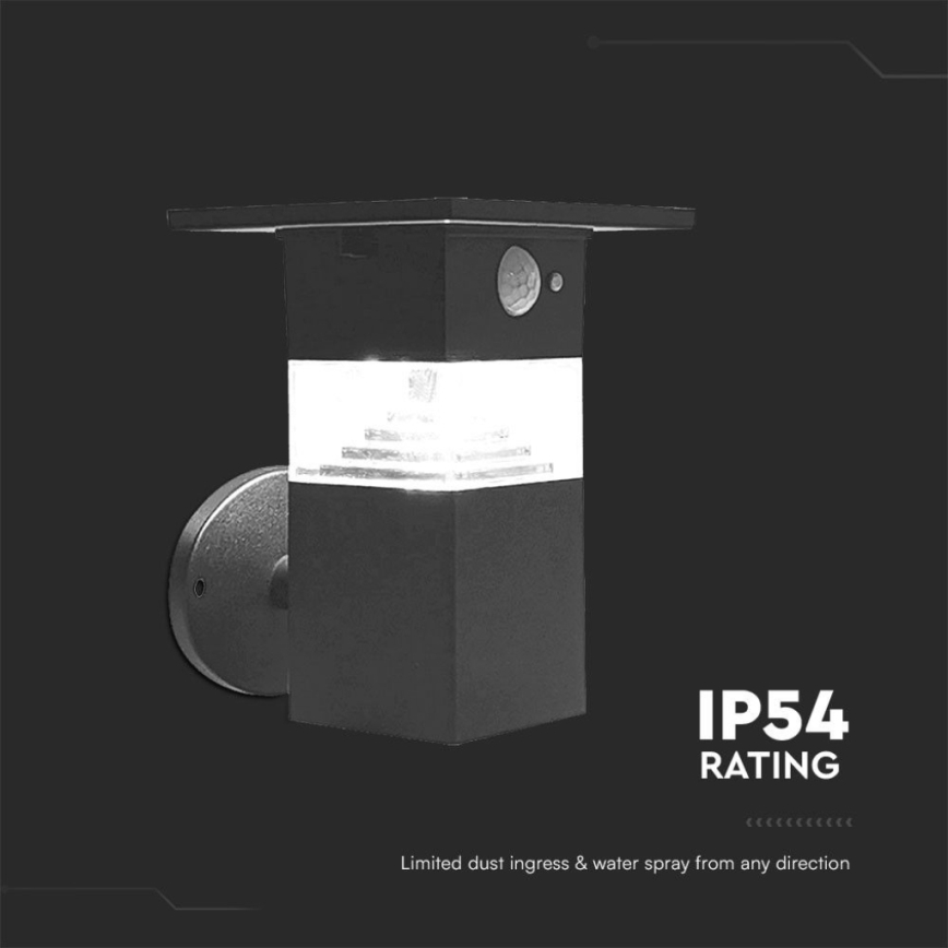 Ηλιακό φωτιστικό τοίχου LED με αισθητήρα LED/2,5W/3,7V IP54 3000K