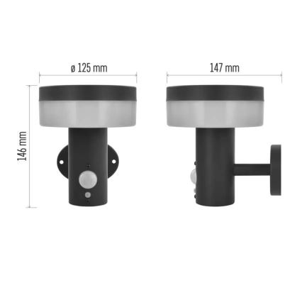 Ηλιακό φωτιστικό τοίχου LED με αισθητήρα LED/2W/3,7V 1200 mAh IP44