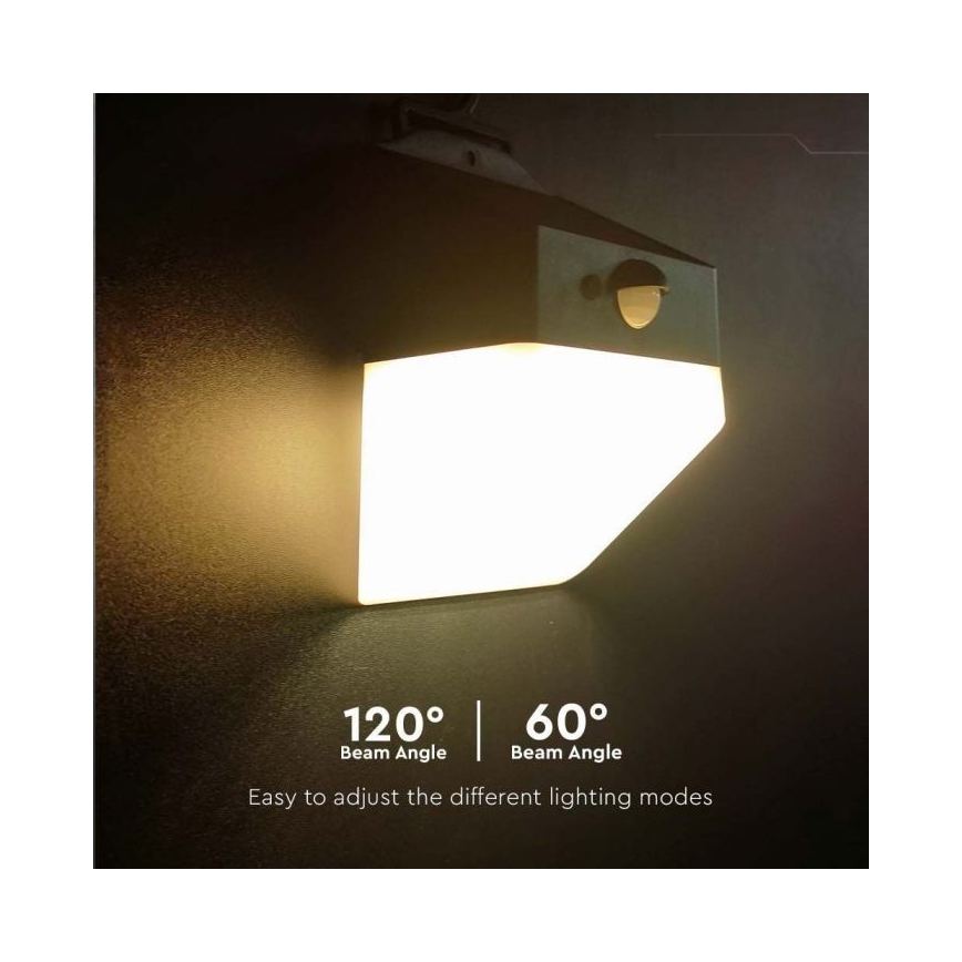Ηλιακό φωτιστικό τοίχου LED με αισθητήρα LED/2W/3,7V 4000K IP65