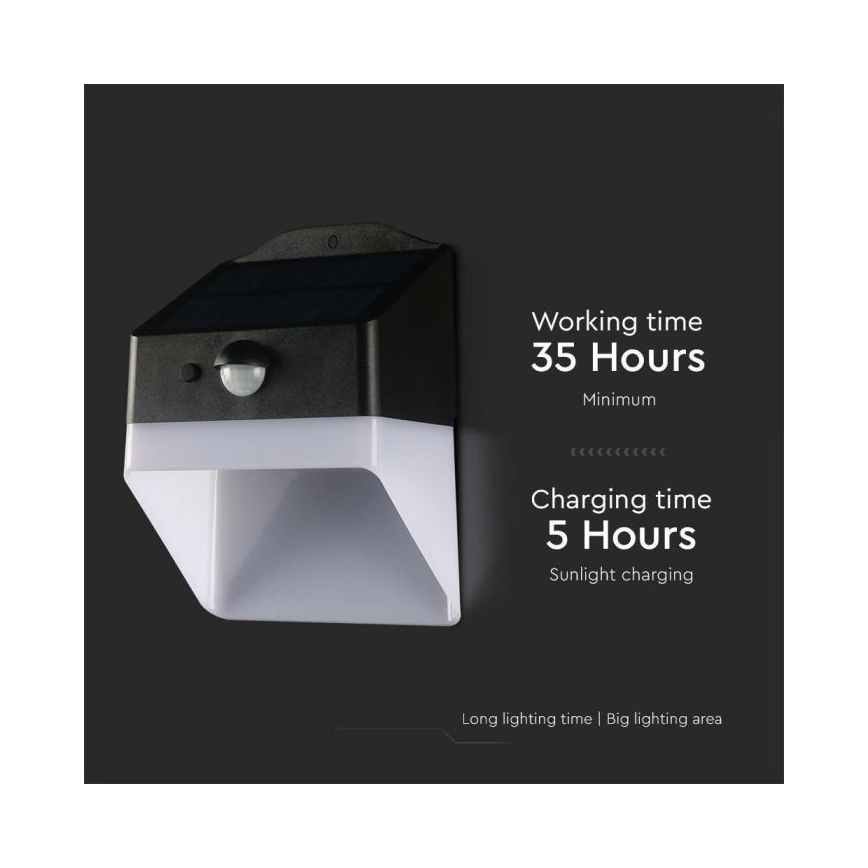 Ηλιακό φωτιστικό τοίχου LED με αισθητήρα LED/2W/3,7V 4000K IP65