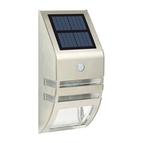 Ηλιακό φωτιστικό τοίχου LED με αισθητήρα LED/3,7V IP44 ματ χρώμιο