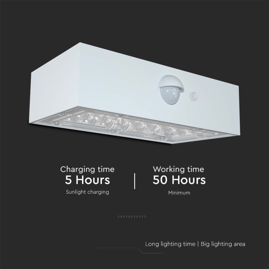 Ηλιακό φωτιστικό τοίχου LED με αισθητήρα LED/3W/3,7V 3000K/4000K IP65 λευκό