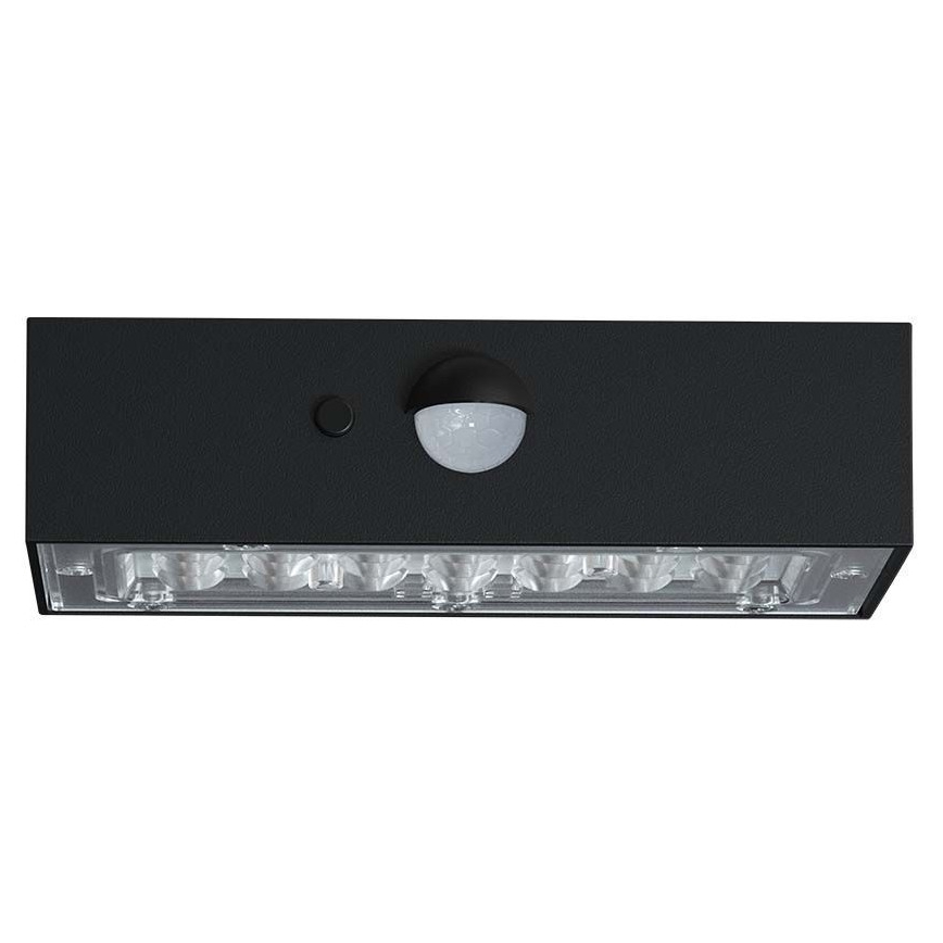 Ηλιακό φωτιστικό τοίχου LED με αισθητήρα LED/3W/3,7V 3000K/4000K IP65 μαύρο