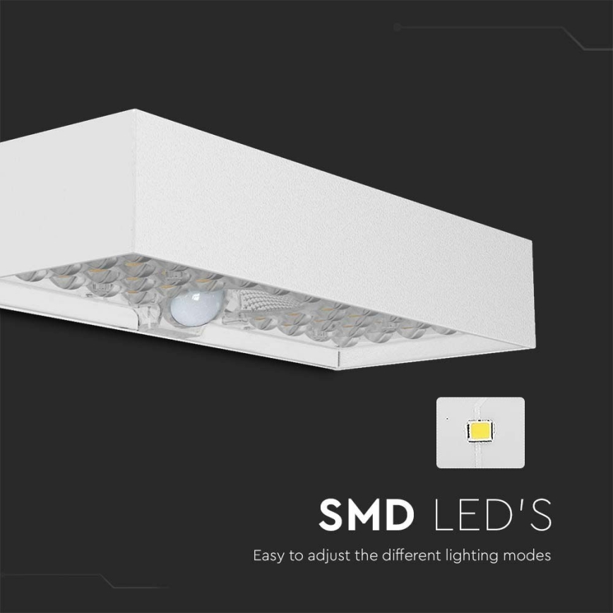 Ηλιακό φωτιστικό τοίχου LED με αισθητήρα LED/6W/3,7V IP65 4000K 3000 mAh λευκό