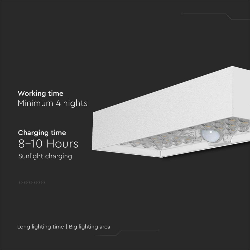 Ηλιακό φωτιστικό τοίχου LED με αισθητήρα LED/6W/3,7V IP65 4000K 3000 mAh λευκό