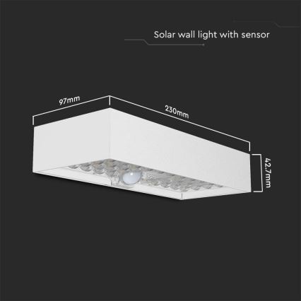 Ηλιακό φωτιστικό τοίχου LED με αισθητήρα LED/6W/3,7V IP65 4000K 3000 mAh λευκό