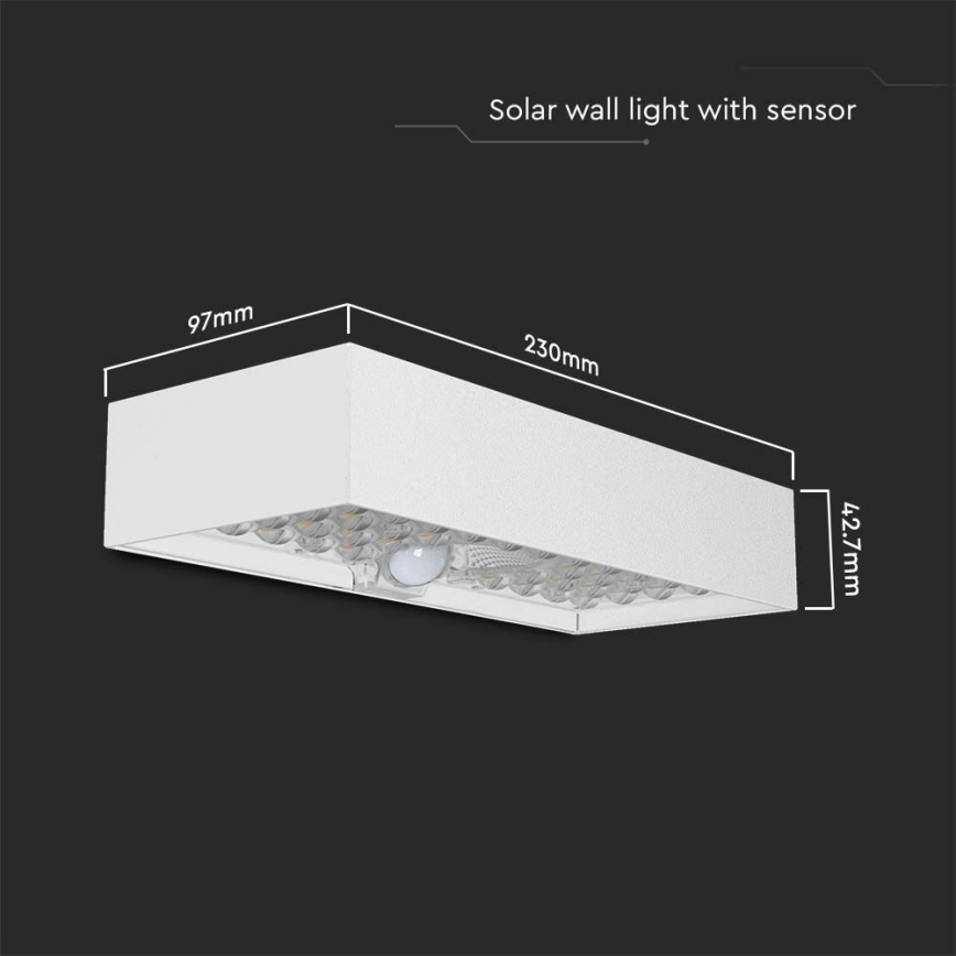 Ηλιακό φωτιστικό τοίχου LED με αισθητήρα LED/6W/3,7V IP65 4000K 3000 mAh λευκό