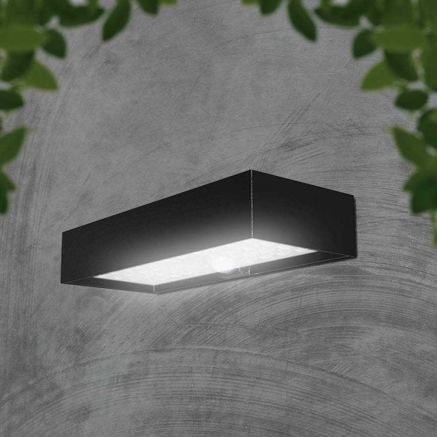 Ηλιακό φωτιστικό τοίχου LED με αισθητήρα LED/6W/3,7V IP65 4000K 3000 mAh μαύρο